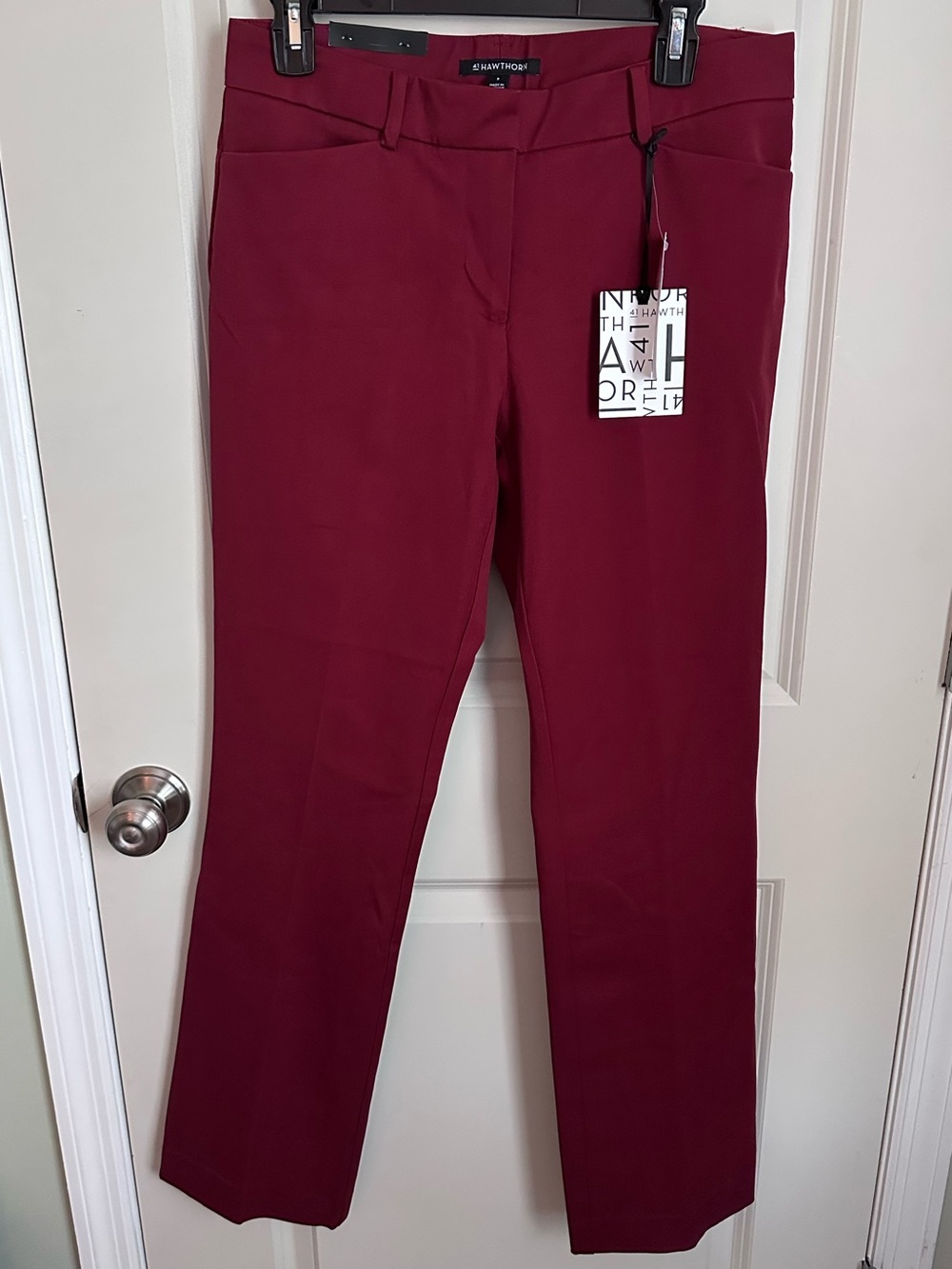 41 Hawthorn Tailored Straight Leg Pants in Burgundy